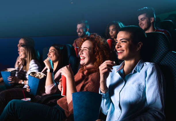 group of friends watching a movie