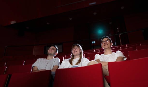 students watching a movie