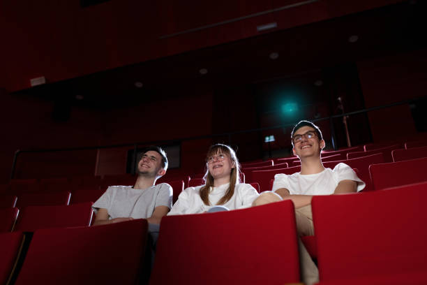 students watching a movie